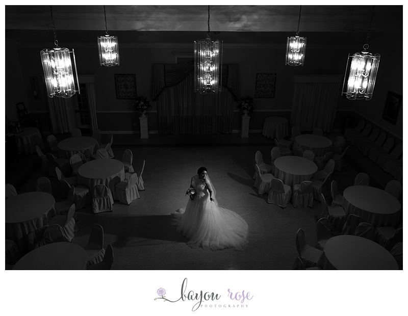Bridal portrait under venue lights