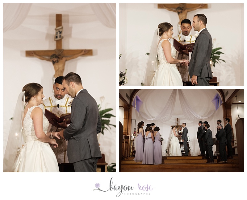 Bride and groom exchanging rings