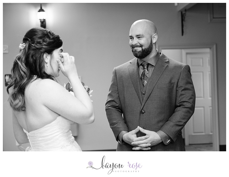 bride and dad crying after first look