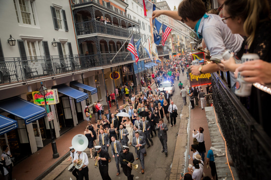 Second line in New Orleans French Quarter