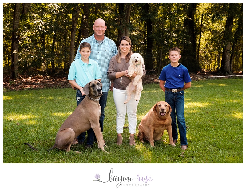 family image with dogs