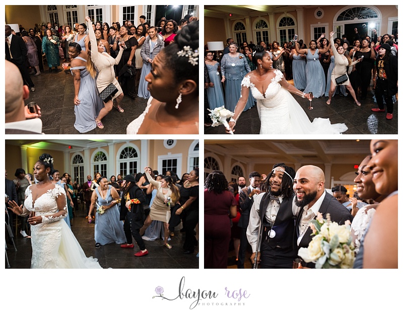 bouquet toss at Pavilion of Two Sisters New Orleans wedding