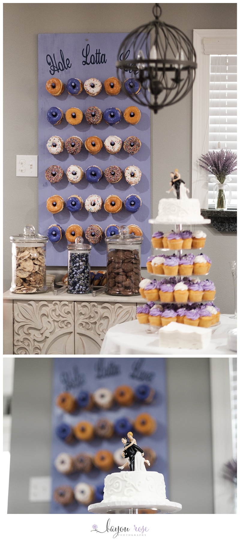 Donut board and wedding cake