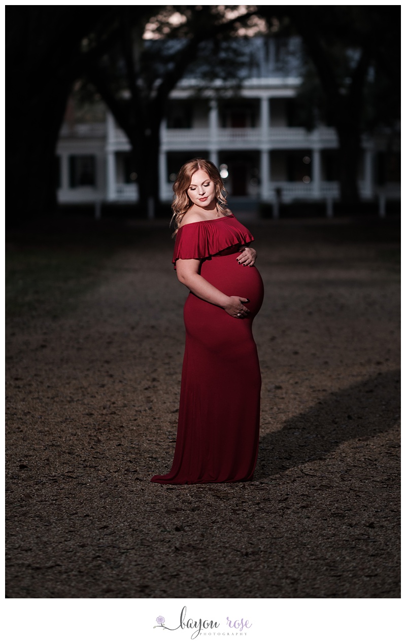 Baton Rouge maternity session at Rosedown after dark