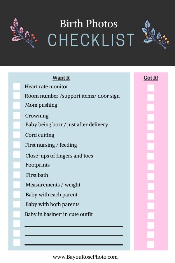Graphic of Birth Photo Checklist