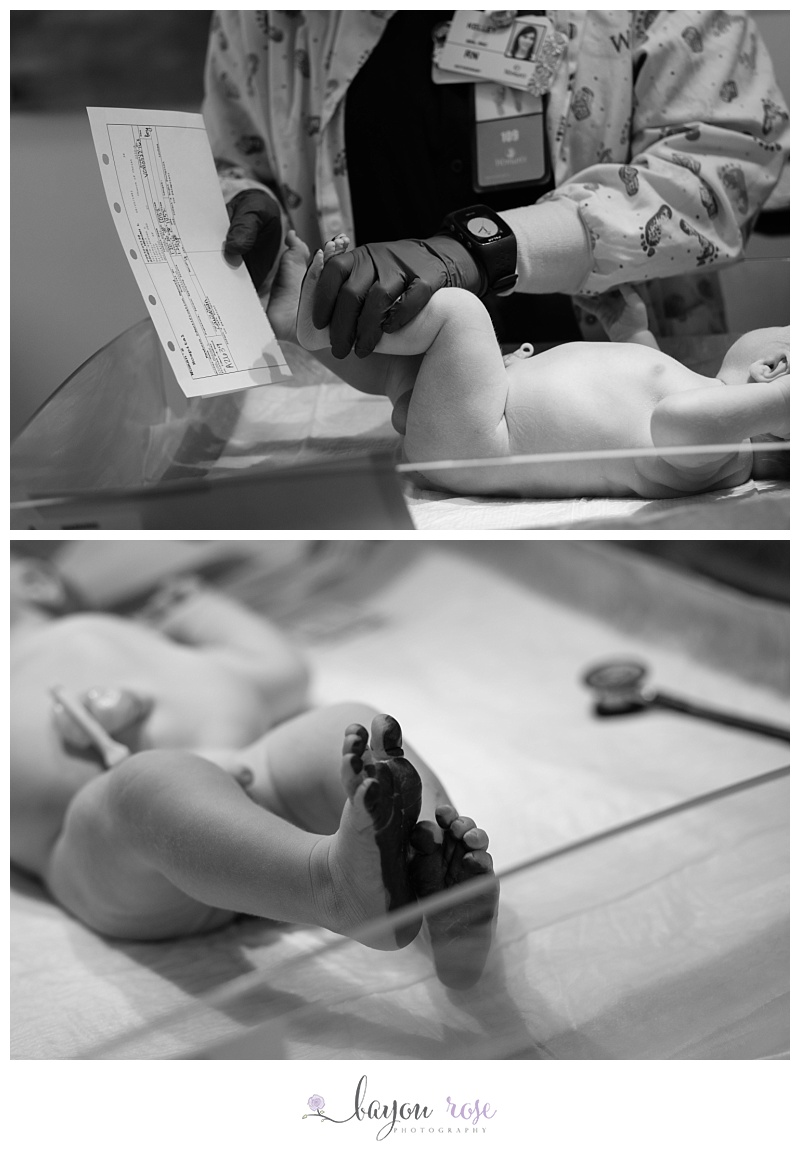 baby footprints after natural birth at woman's hospital
