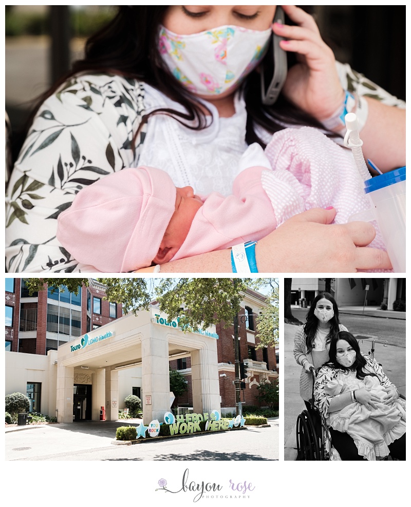 LGBTQ moms wearing mask while bringing baby home from hospital
