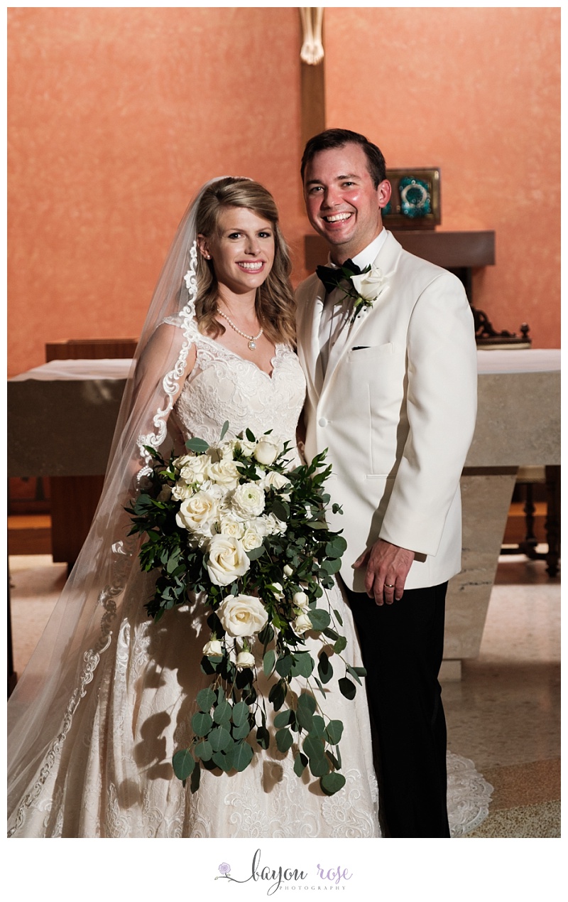 bride and groom portrait at St Joseph Cathedral in Baton Rouge