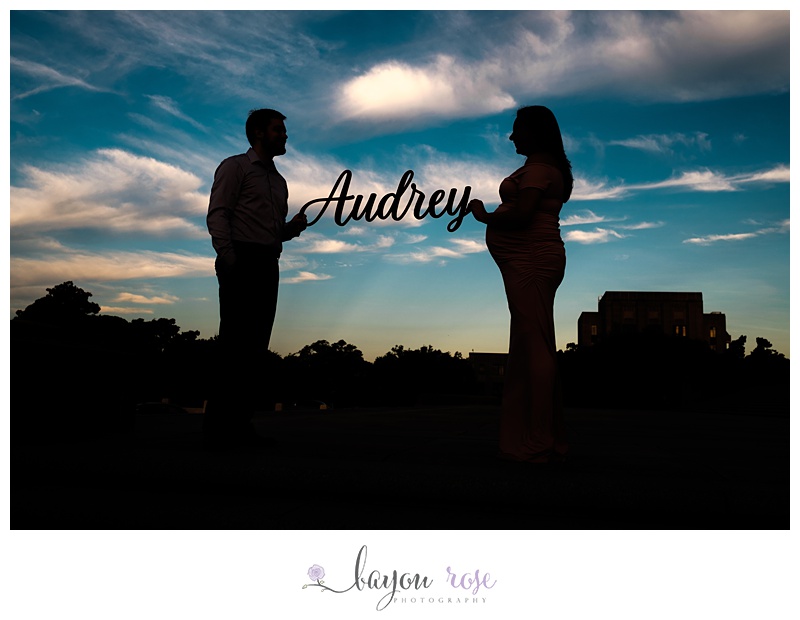 baby name announcement in silhouette photo
