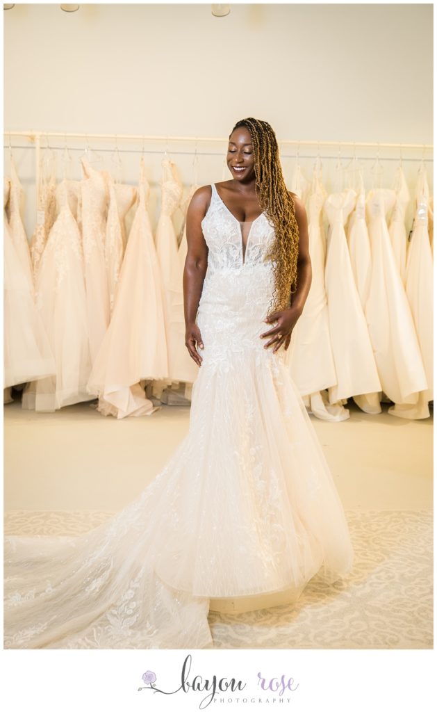 black bride in wedding gown