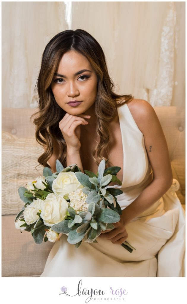 Bridal photo of Asian bride in wedding dress