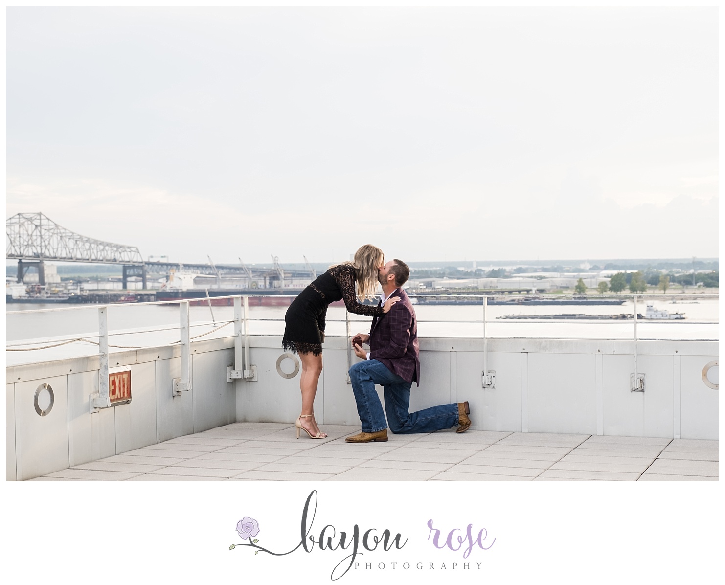 Proposal Photography in Baton Rouge on Shaw Center Rooftop