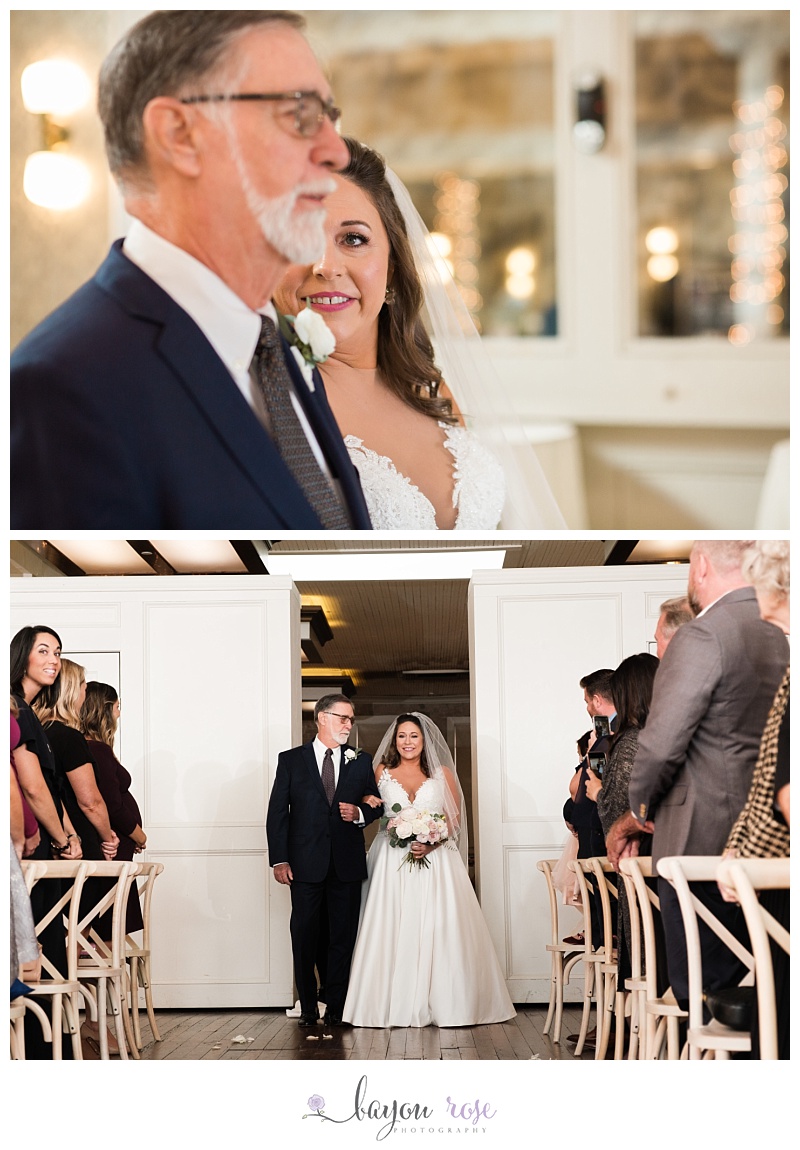 sweet moment between bride and her dad at The Trademark Baton Rouge during her wedding