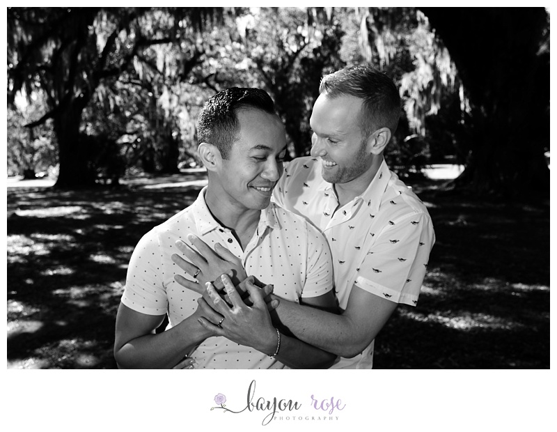Gay engagement photo in New Orleans