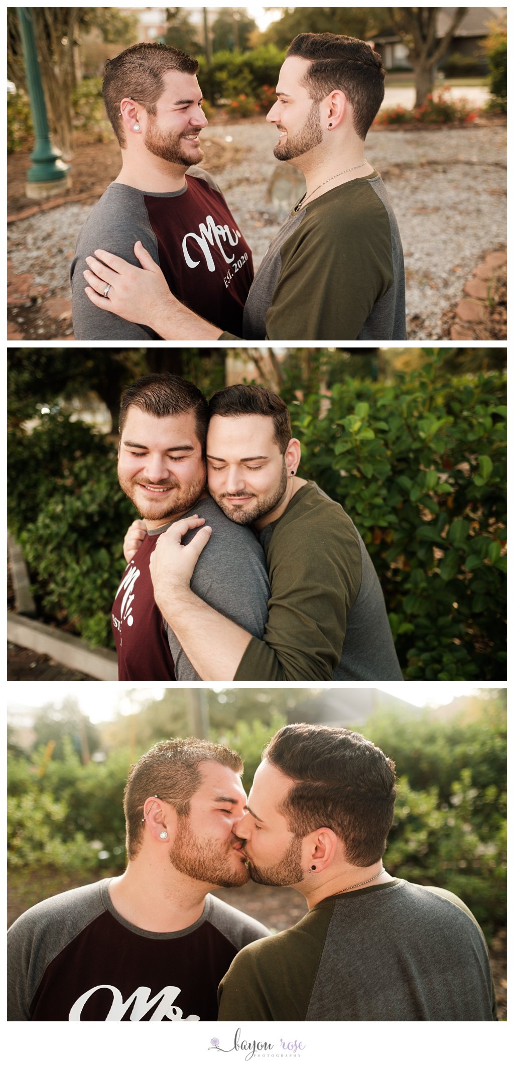 gay wedding couple portraits in a park