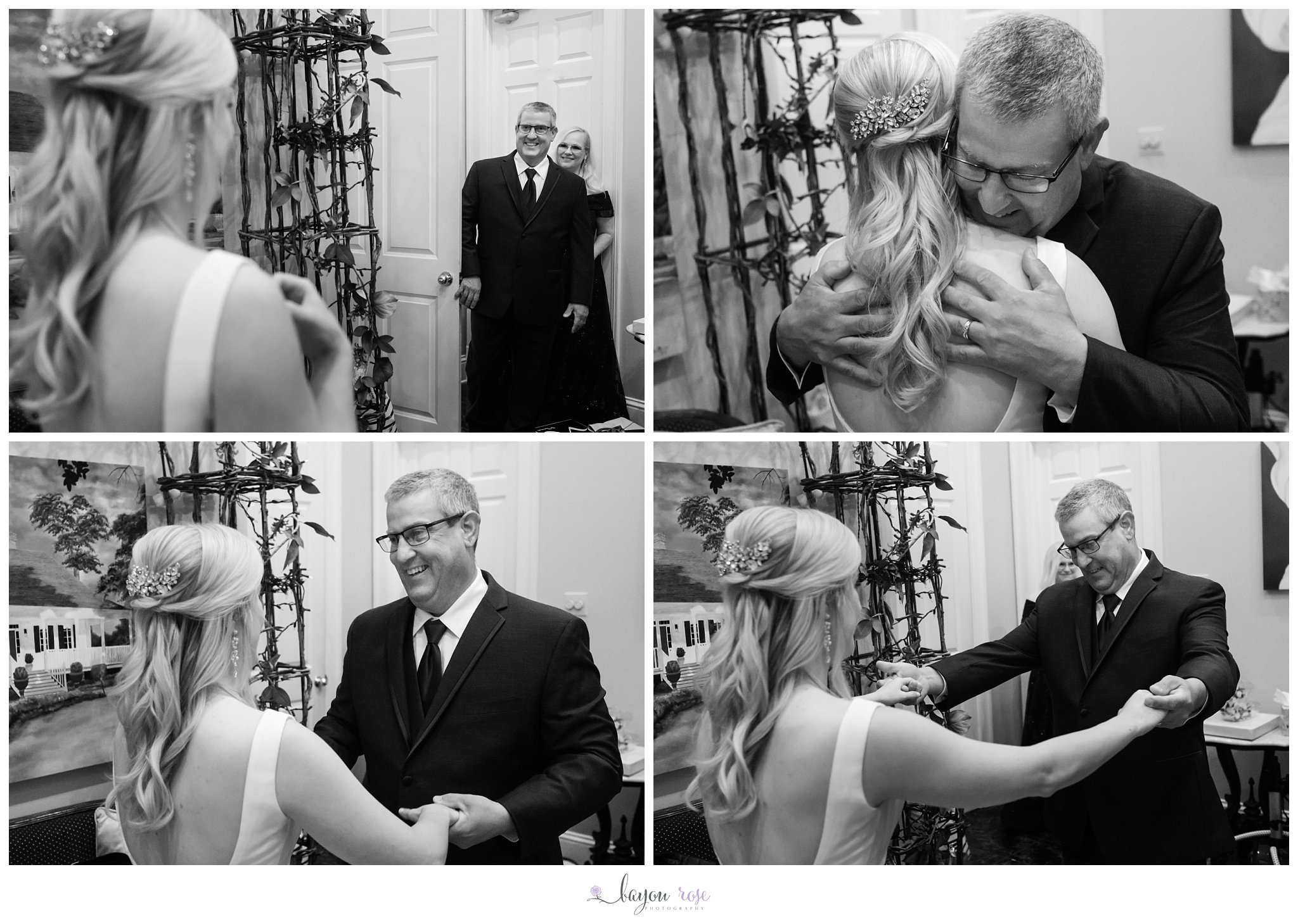First look with dad on wedding day