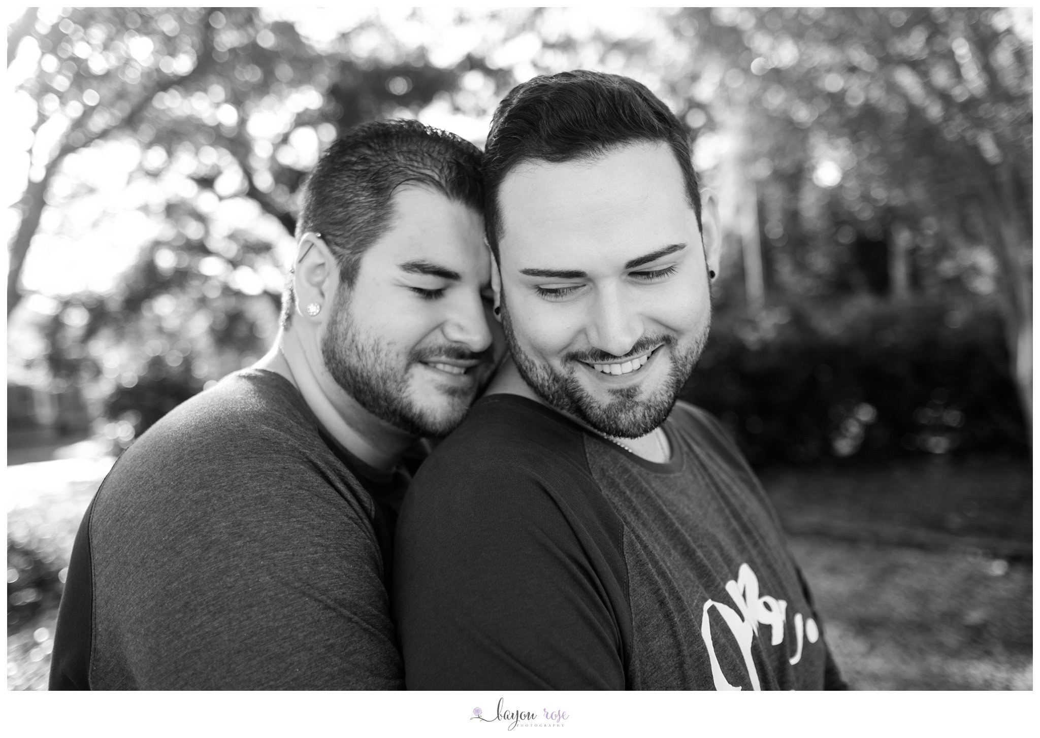 black and white gay engagement photo