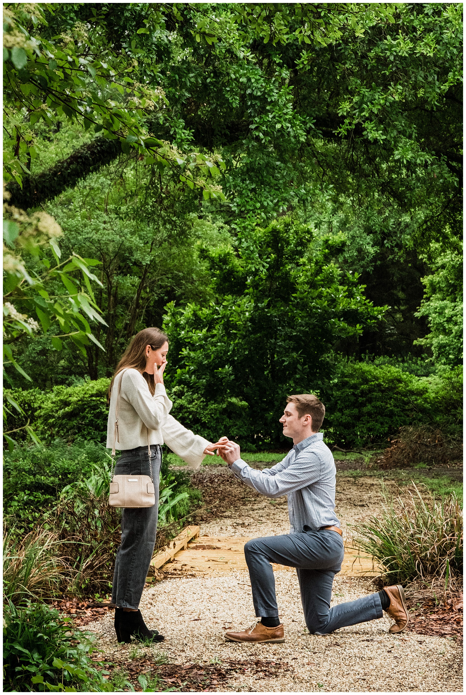 Woman is shocked as boyfriend goes down on one knee to propose at Windrush Gardens in Baton Rouge