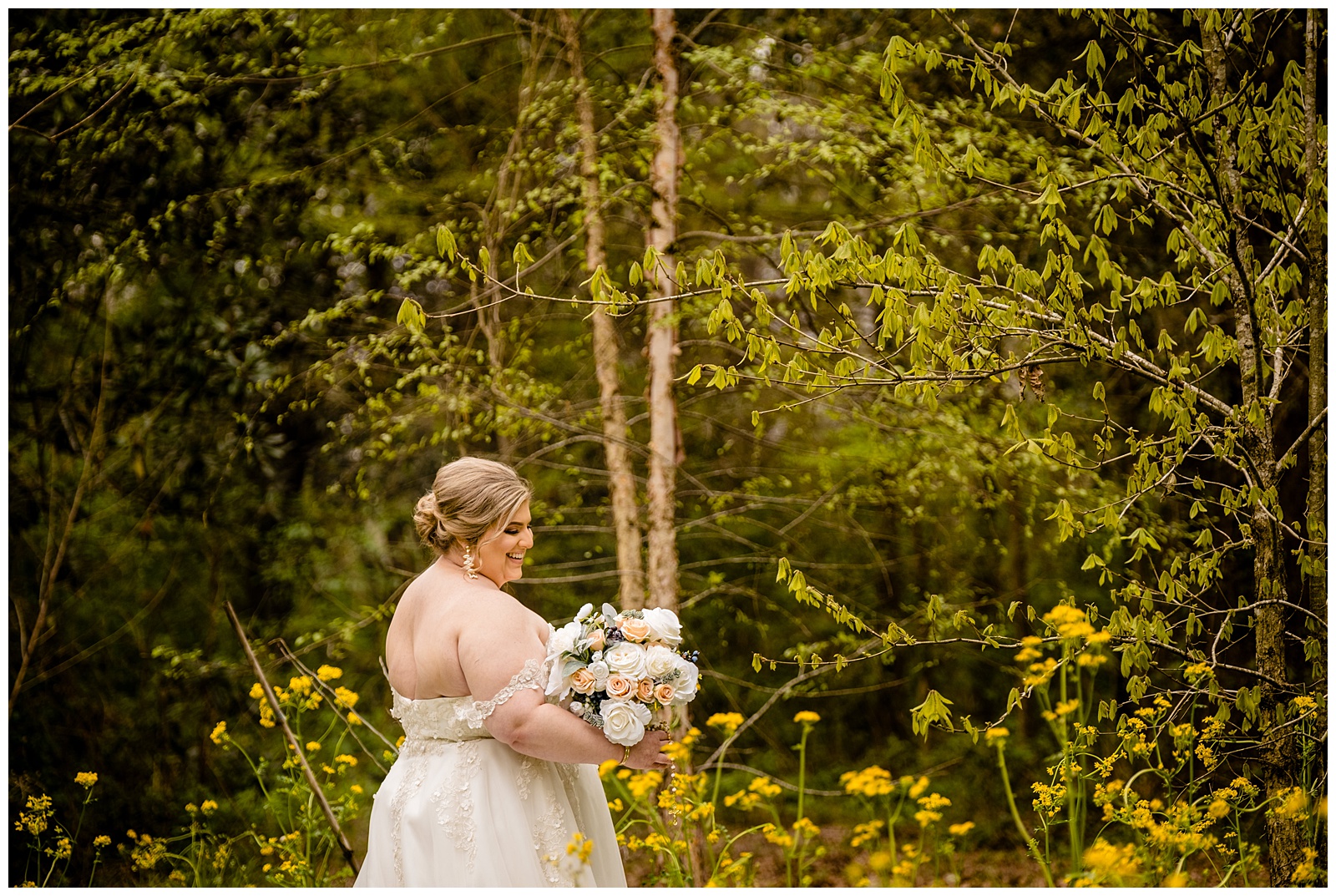 Barton Arboretum Photo Session - bride against greenery