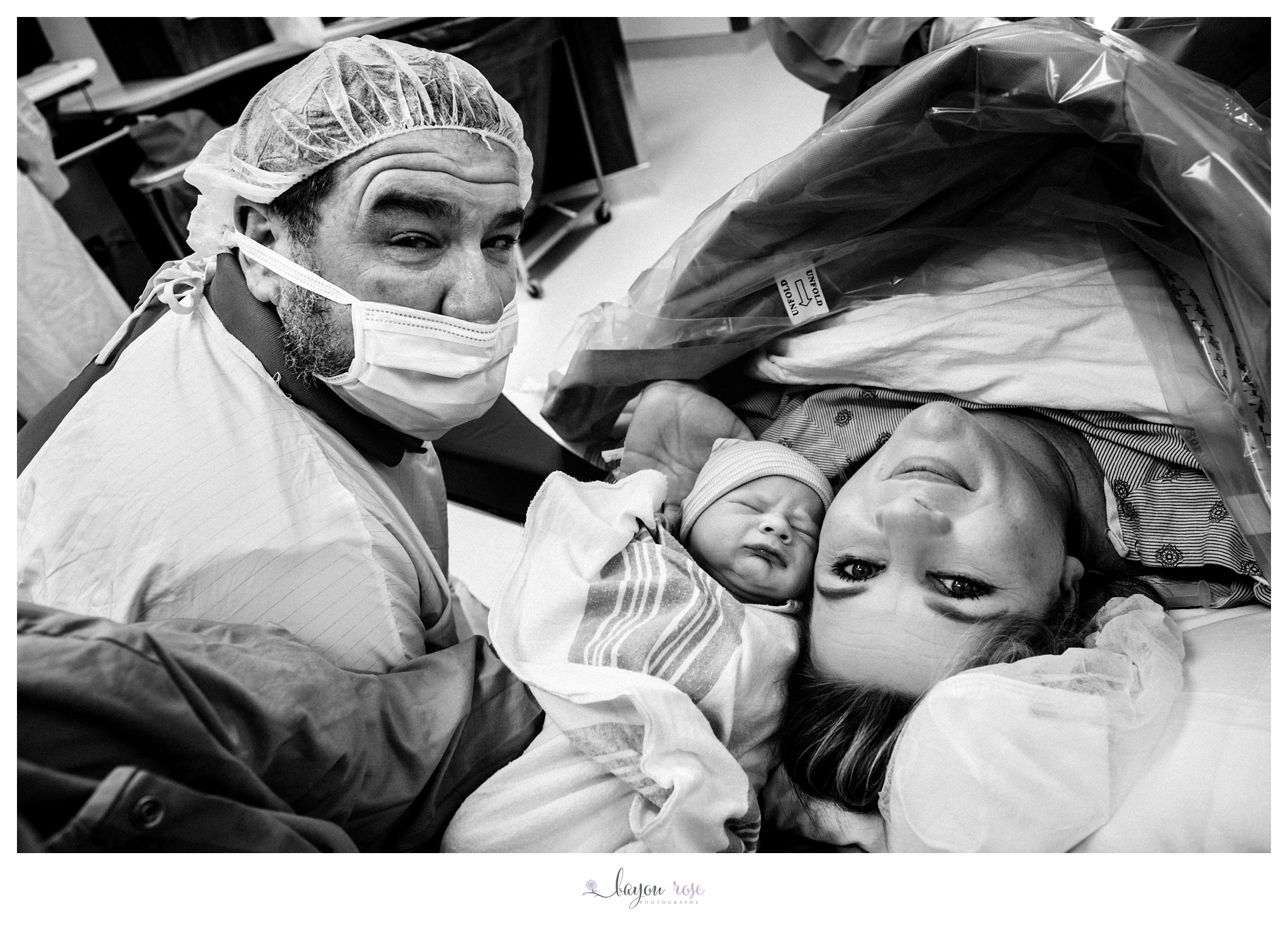 family portrait in the OR after c-section birth photography session