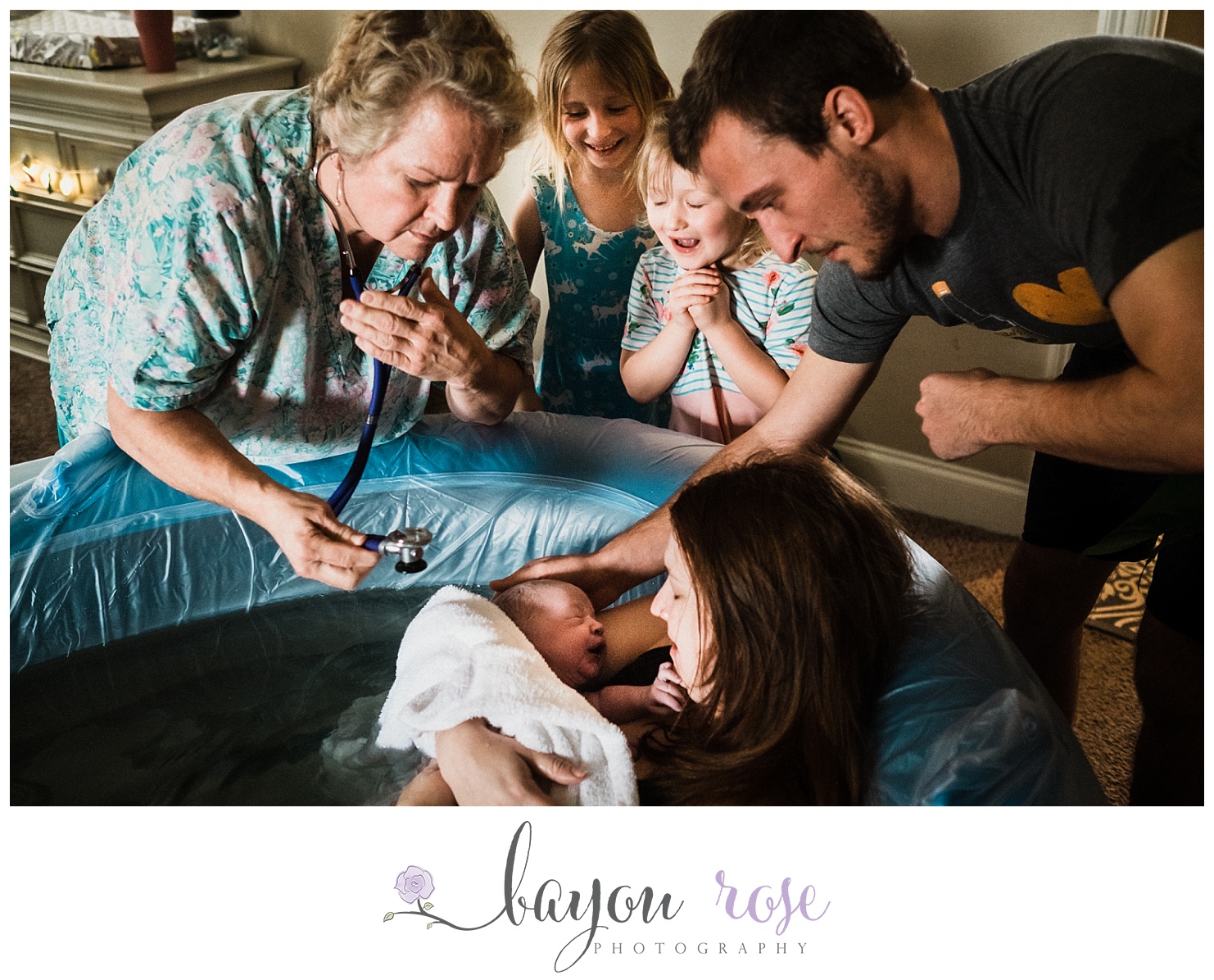 home water birth attended by midwife in Baton Rouge