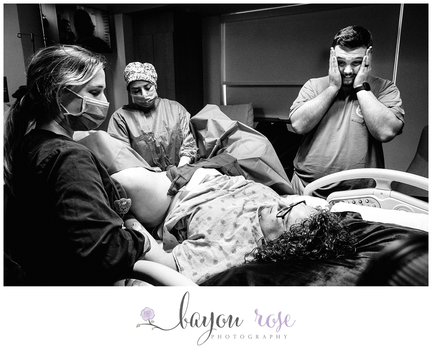 funny dad during hospital birth photography session