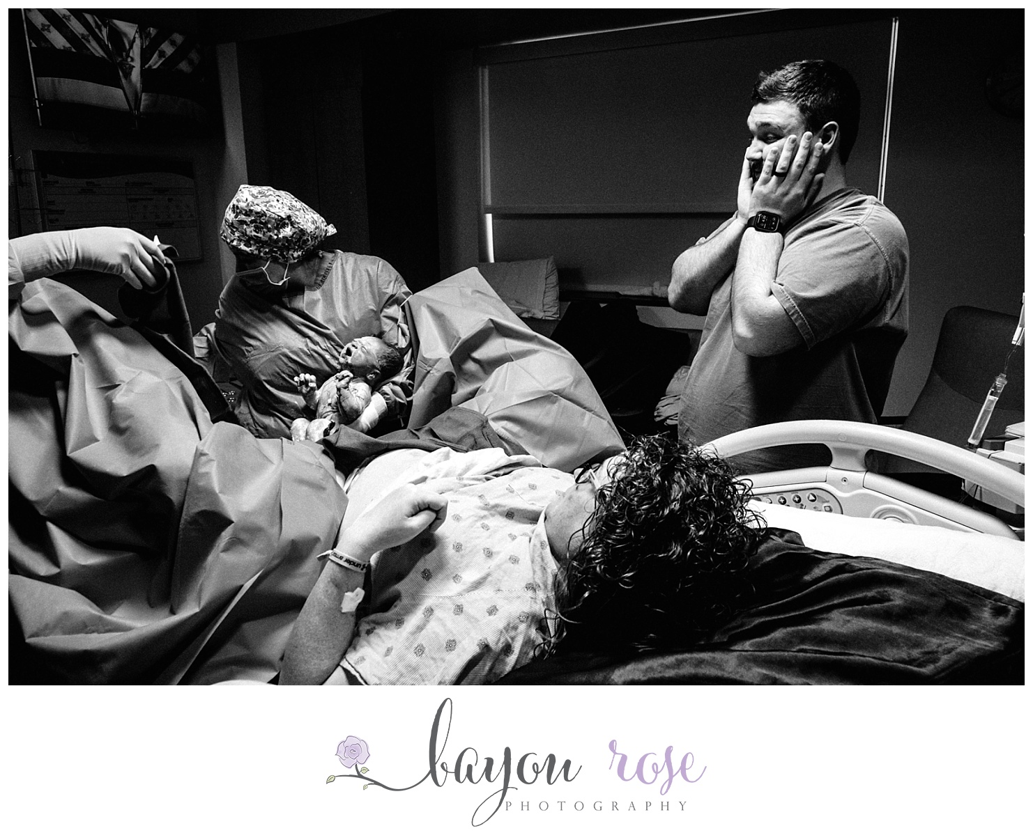 dad shocked during childbirth photography