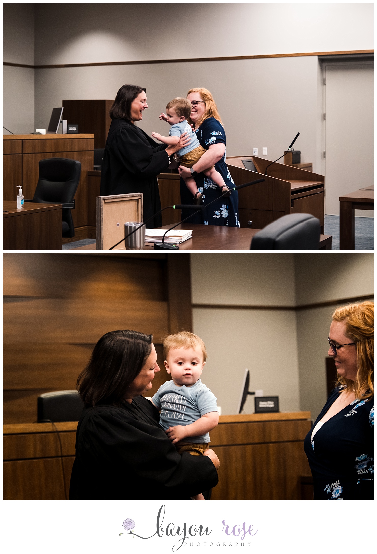 judge holding baby before adoption