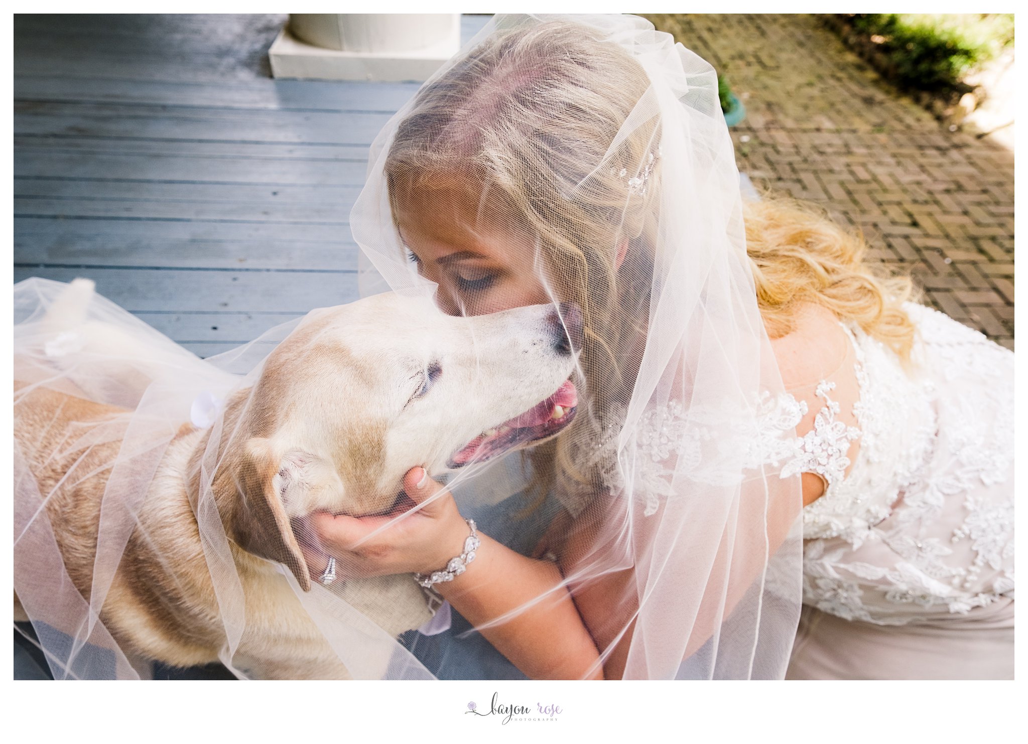 bride and her dog