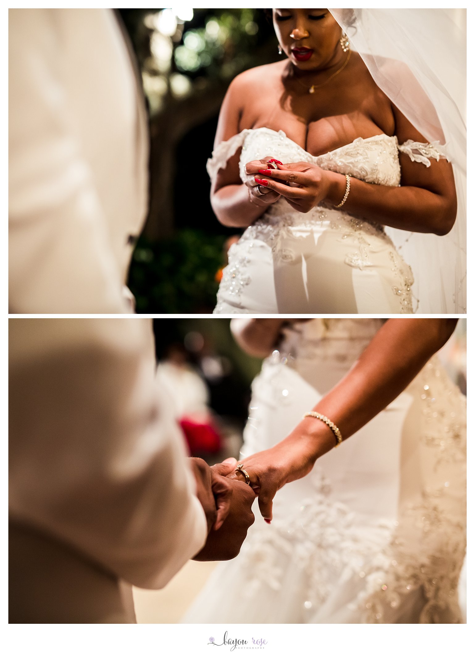 ring exchange during ceremony at Southern Oaks New Orleans