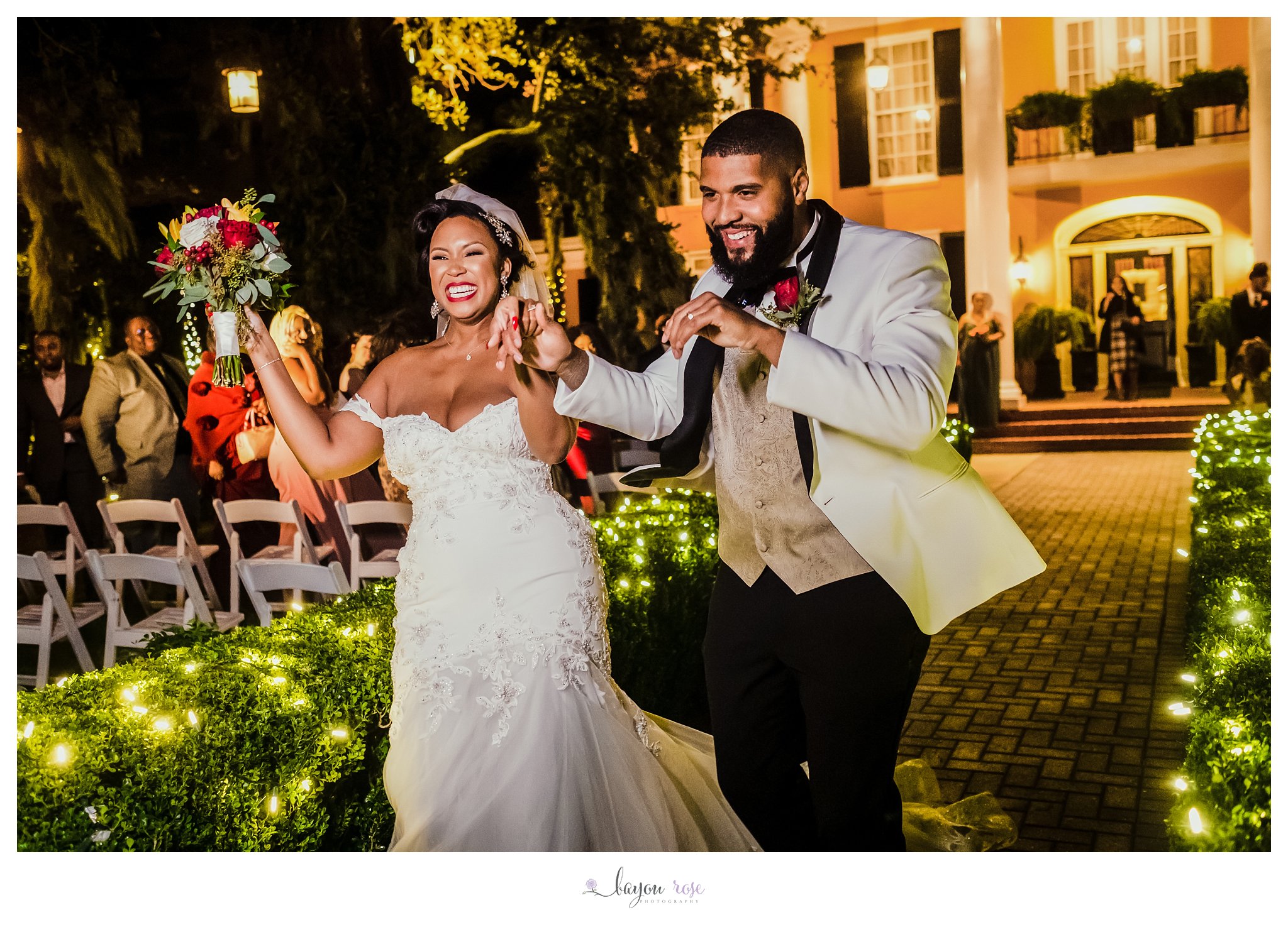 joyful wedding ceremony at Southern Oaks New Orleans